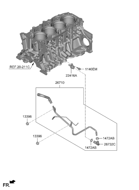 2022 Kia Stinger Nipple-Check Valve Diagram for 224162T000