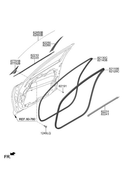 2023 Kia Stinger Moulding-Front Door Diagram