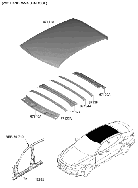 2023 Kia Stinger Roof Panel Diagram 1