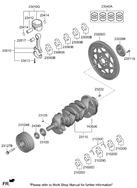2022 Kia Stinger Crank Position SENSO Diagram for 232002T100
