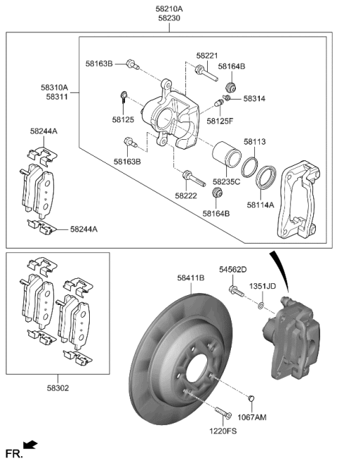 2022 Kia Stinger PAD KIT-REAR DISC BR Diagram for 58302G9A20