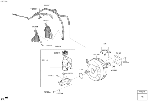 2022 Kia Stinger Brake Master Cylinder & Booster Diagram 2