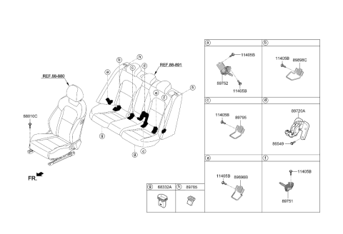 2022 Kia Stinger Bracket Assembly-Rear Seat Diagram for 89752J5000
