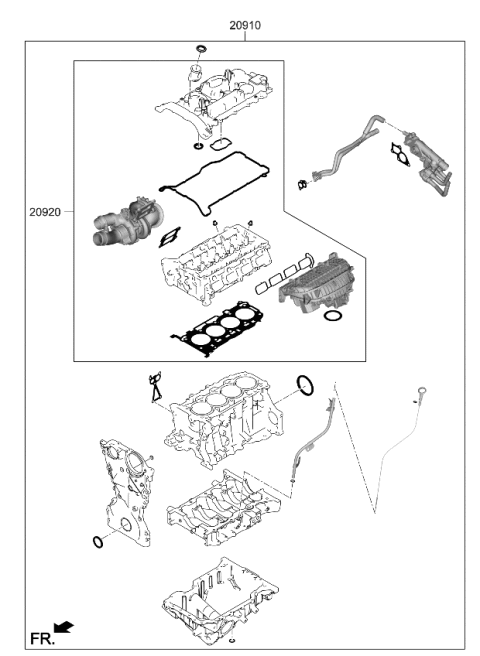 2022 Kia Stinger Engine Gasket Kit Diagram 1