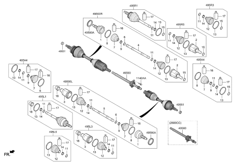 2023 Kia Stinger Joint & Shaft Kit-Wh Diagram for 495L1J5000