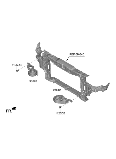 2022 Kia Stinger Horn Assembly-Low Pitch Diagram for 96611J5500