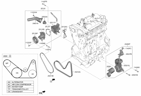 2022 Kia Stinger TENSIONER Assembly Diagram for 252802T000