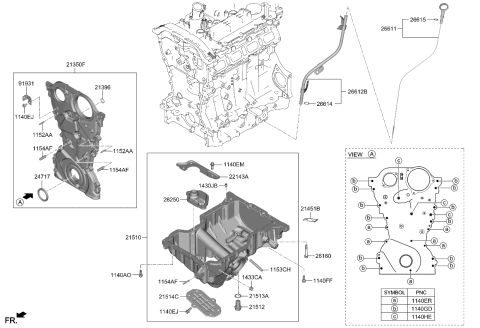 2022 Kia Stinger Belt Cover & Oil Pan Diagram 1