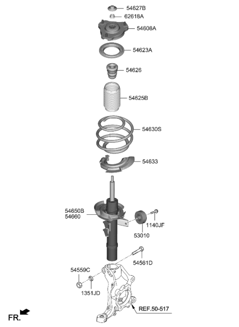 2023 Kia Stinger STRUT Assembly-Fr,RH Diagram for 54660J5KX0