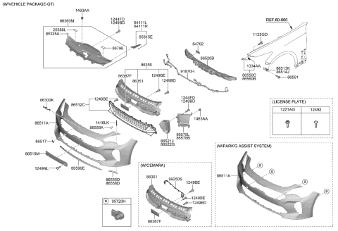 2022 Kia Stinger Ultrasonic Sensor As Diagram for 99310J5300SWP