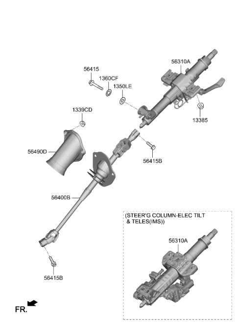 2022 Kia Stinger Steering Column & Shaft Diagram 1