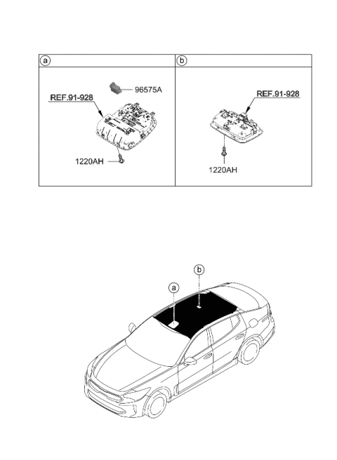 2022 Kia Stinger Sunvisor & Head Lining Diagram 2