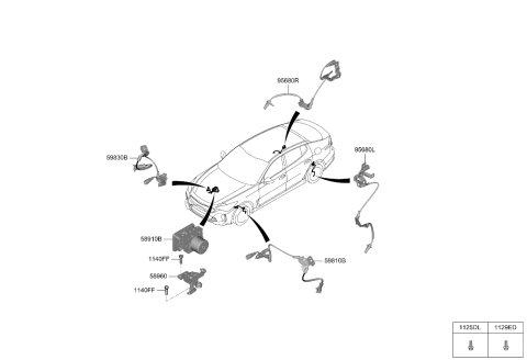 2023 Kia Stinger Sensor Assembly-Front Abs L Diagram for 59810J5150