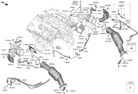 2022 Kia Stinger Pipe & Hose Assembly-TURBOCHANGER Diagram for 282403L100