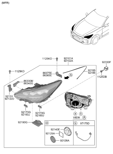 2022 Kia Stinger Lamp Assembly-Head,LH Diagram for 92101J5520
