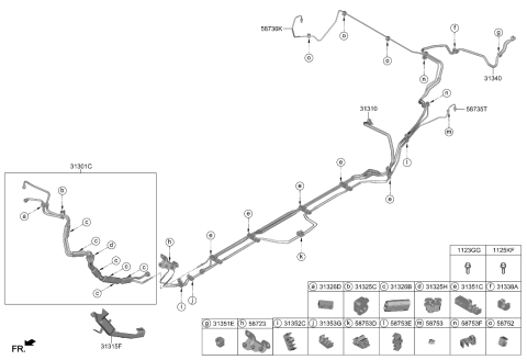 2022 Kia Stinger Tube Assembly-Fuel,Front Diagram for 31301J5100