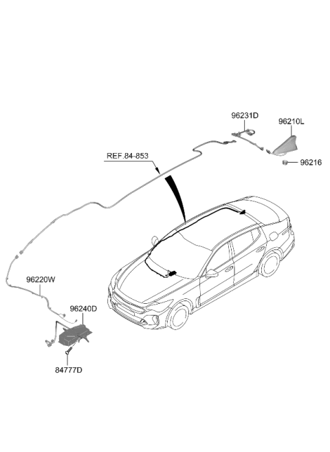 2023 Kia Stinger Antenna Assembly-COMBINA Diagram for 96210J5UA0P2M