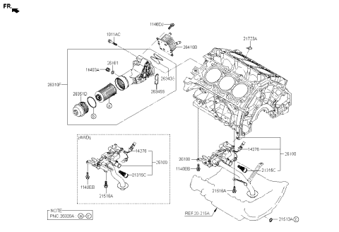 2023 Kia Stinger Front Case & Oil Filter Diagram 1