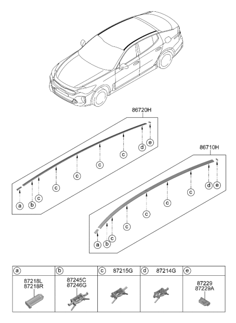 2023 Kia Stinger MOULDING Assembly-Roof,L Diagram for 87230J5050ACG