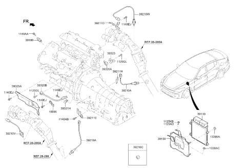 2023 Kia Stinger Sensor-Knock,RH Diagram for 393203L000