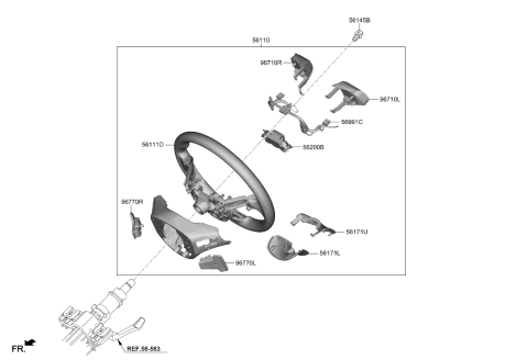 2022 Kia Stinger WHEEL ASSY-STEERING Diagram for 56110J5HC0CET