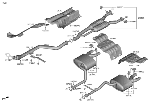 2022 Kia Stinger Muffler Assy-Center Diagram for 28650J5400