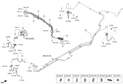 2022 Kia Stinger Brake Front Hose, Right Diagram for 58732J5000
