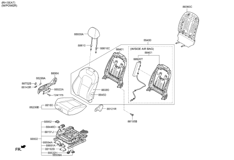 2022 Kia Stinger BACK ASSY-FR SEAT,RH Diagram for 88400J5700CXM