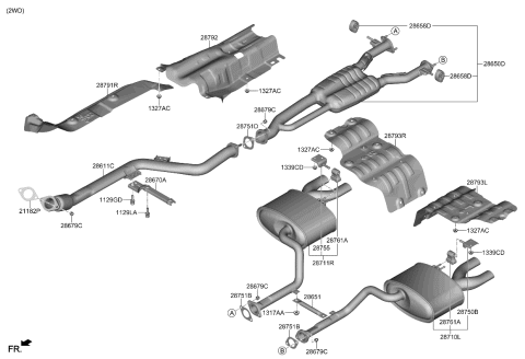 2022 Kia Stinger Muffler & Exhaust Pipe Diagram 1