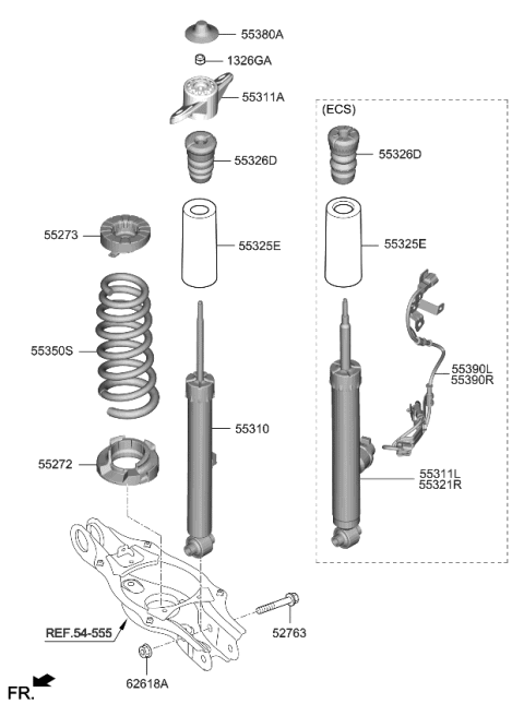 2023 Kia Stinger Rear Spring & Strut Diagram