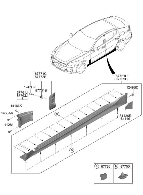 2023 Kia Stinger Body Side Moulding Diagram