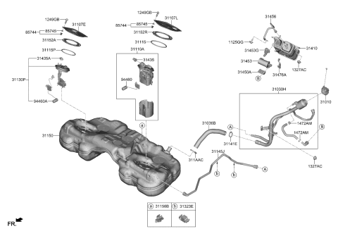 2023 Kia Stinger Bracket-Canister Diagram for 31450J5550