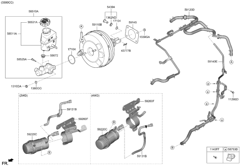 2023 Kia Stinger Brake Master Cylinder & Booster Diagram 1