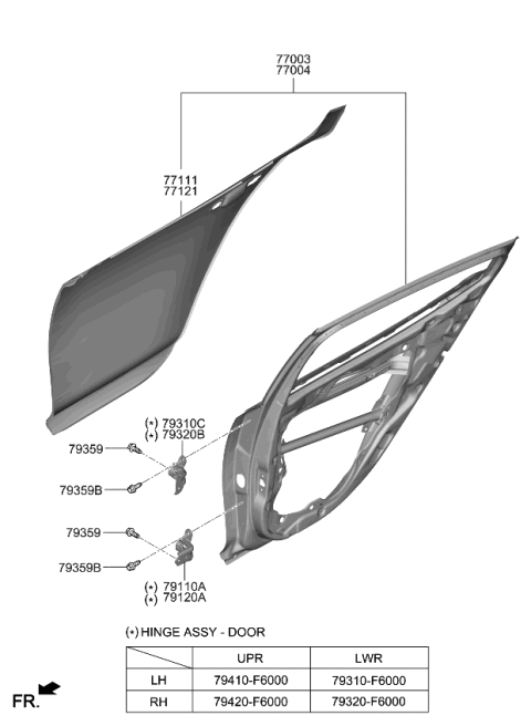 2022 Kia Stinger Hinge Assembly-Door Upper Diagram for 79420F6000