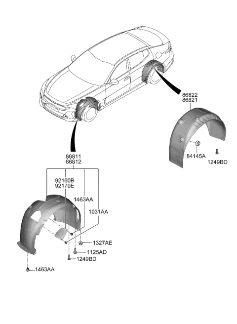 2022 Kia Stinger Wheel Guard Diagram