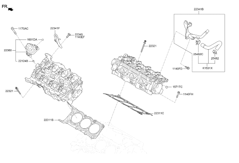 2022 Kia Stinger Gasket-Cylinder Head Diagram for 223113L200