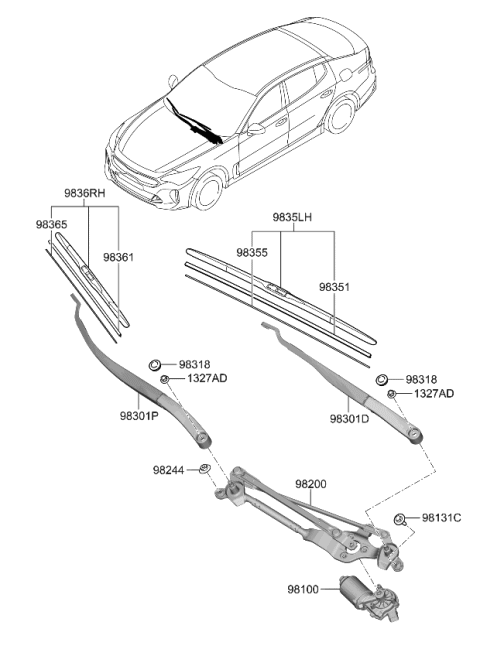 2022 Kia Stinger Linkage Assembly-Windshield Diagram for 98120J5000