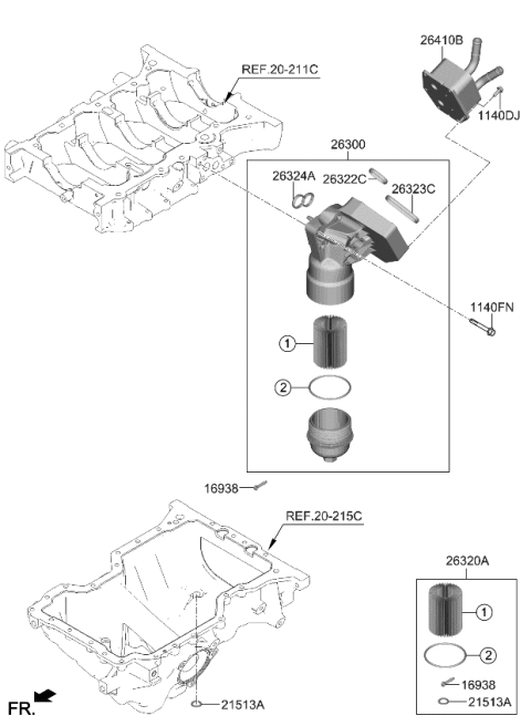 2023 Kia Stinger Filter Assembly-Engine O Diagram for 263102T200