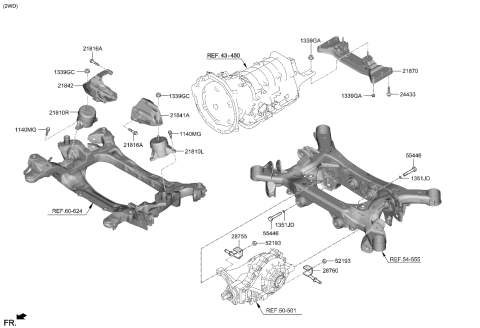 2023 Kia Stinger Engine & Transaxle Mounting Diagram 2