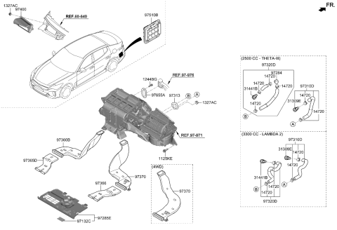 2022 Kia Stinger Grille Assembly-Air Extractor Diagram for 97535J5000