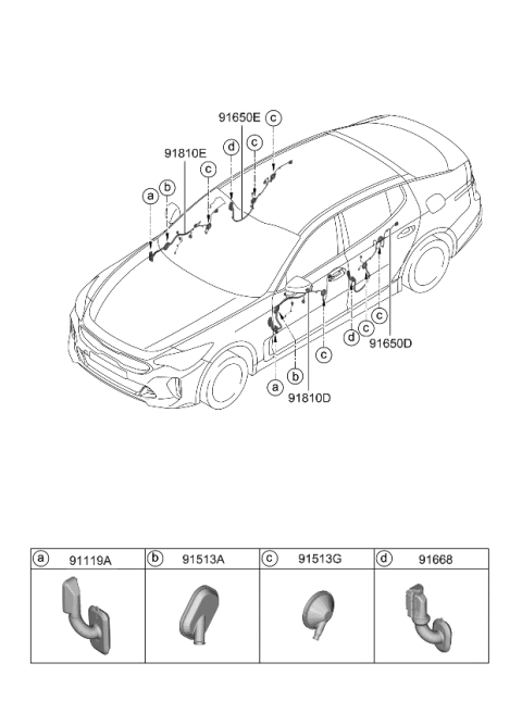 2022 Kia Stinger Wiring Assembly-Rr Dr LH Diagram for 91656J5240