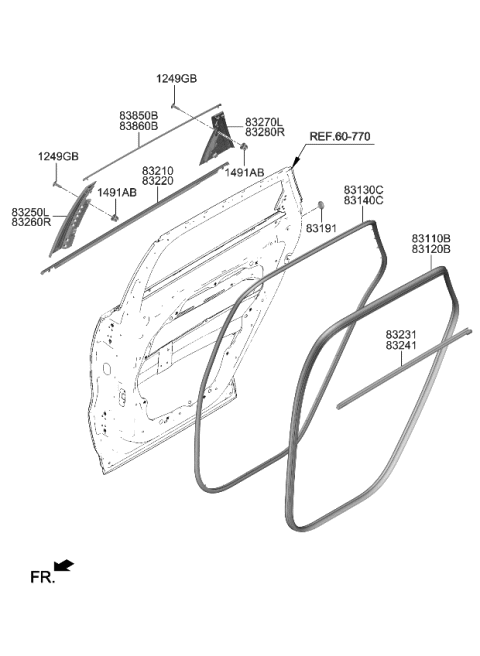 2023 Kia Sorento Rear Door Moulding Diagram