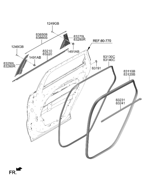 2022 Kia Sorento GARNISH Assembly-Rr Dr F Diagram for 83260P2000