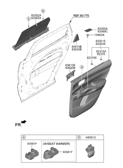 2023 Kia Sorento HANDLE ASSY-REAR DOO Diagram for 83610P2010FMH