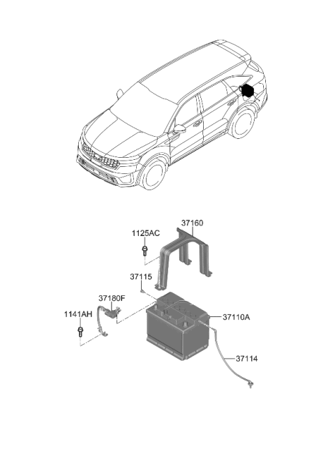 2022 Kia Sorento VENT HOSE ASSY-BATTE Diagram for 37140P4100