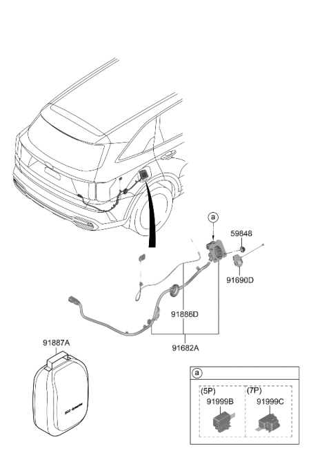 2023 Kia Sorento ACTUATOR-INLET LOCKI Diagram for 91689P4021