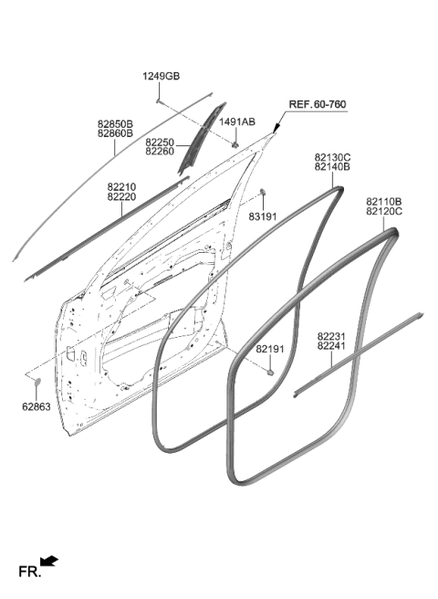 2022 Kia Sorento W/STRIP-Fr Dr Belt I Diagram for 82230P2000