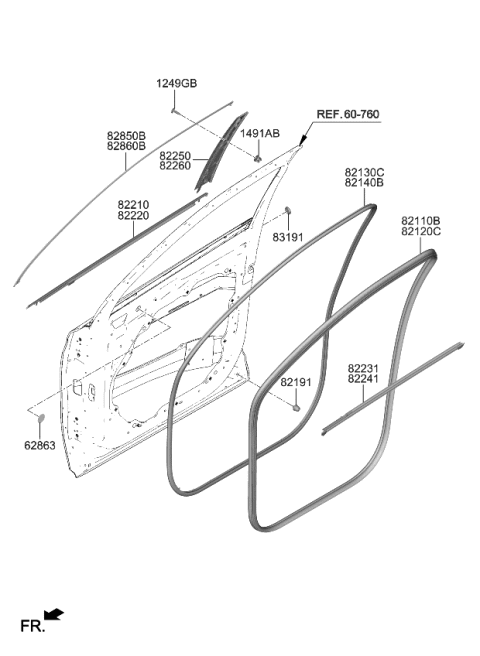 2021 Kia Sorento Moulding-Front Door Diagram