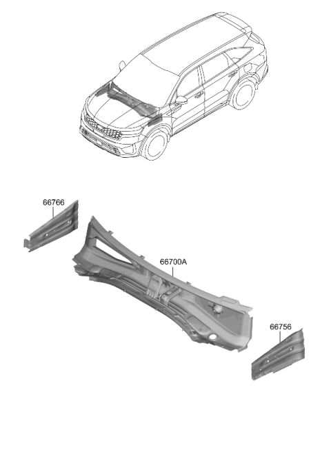 2022 Kia Sorento Cowl Panel Diagram