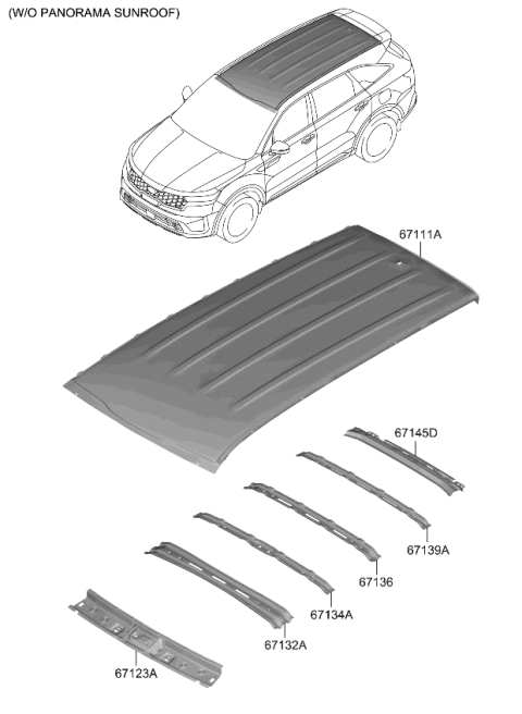 2022 Kia Sorento Rail-Roof Ctr NO5 Diagram for 67182P2000